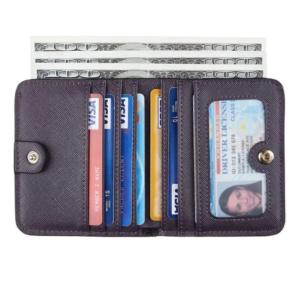 Deep Purple Leather Compact Wallet